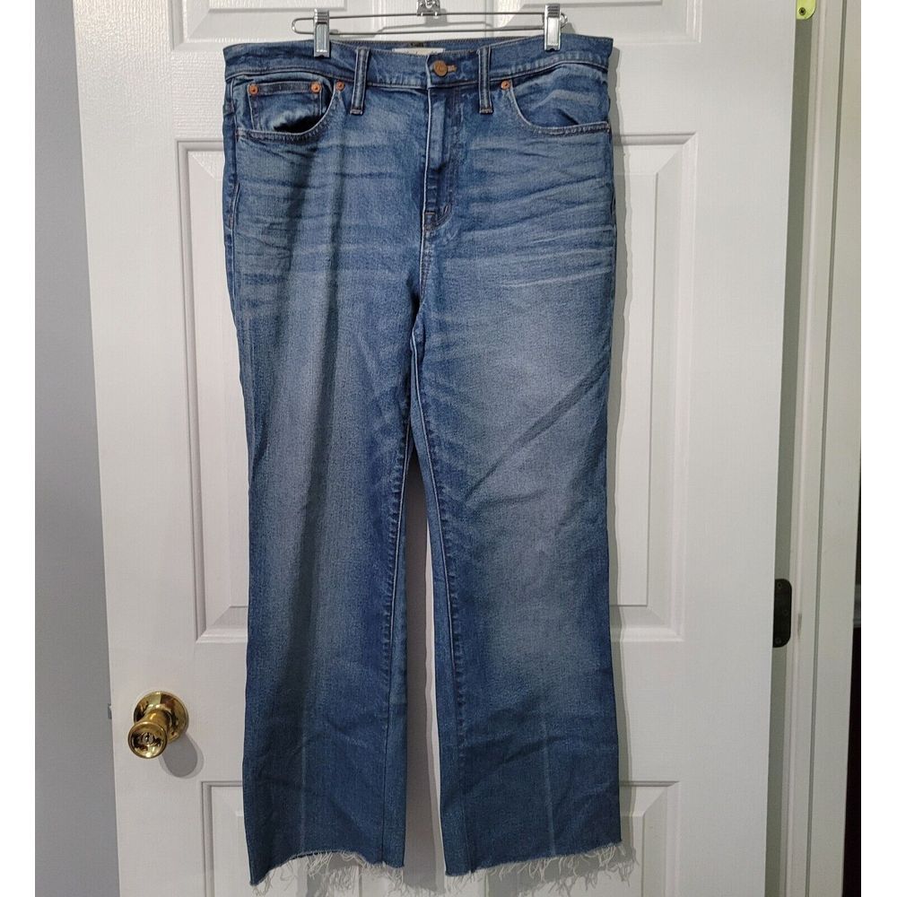 Madewell Jeans Flea Market Flare Medium Wash Raw Hem